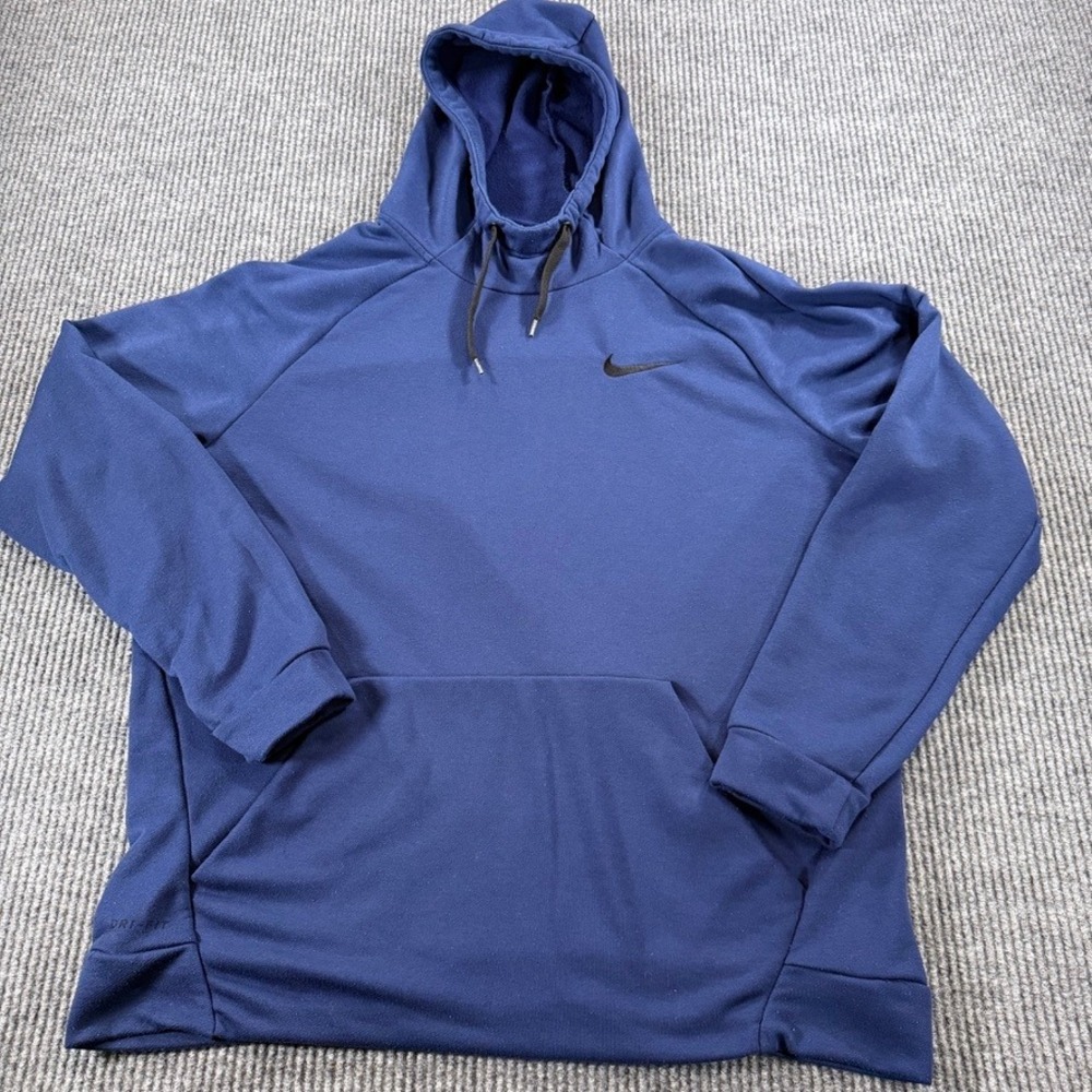 Nike Dri-FIT Hoodie Sweatshirt Pullover Mens XL Navy Blue Training Pockets